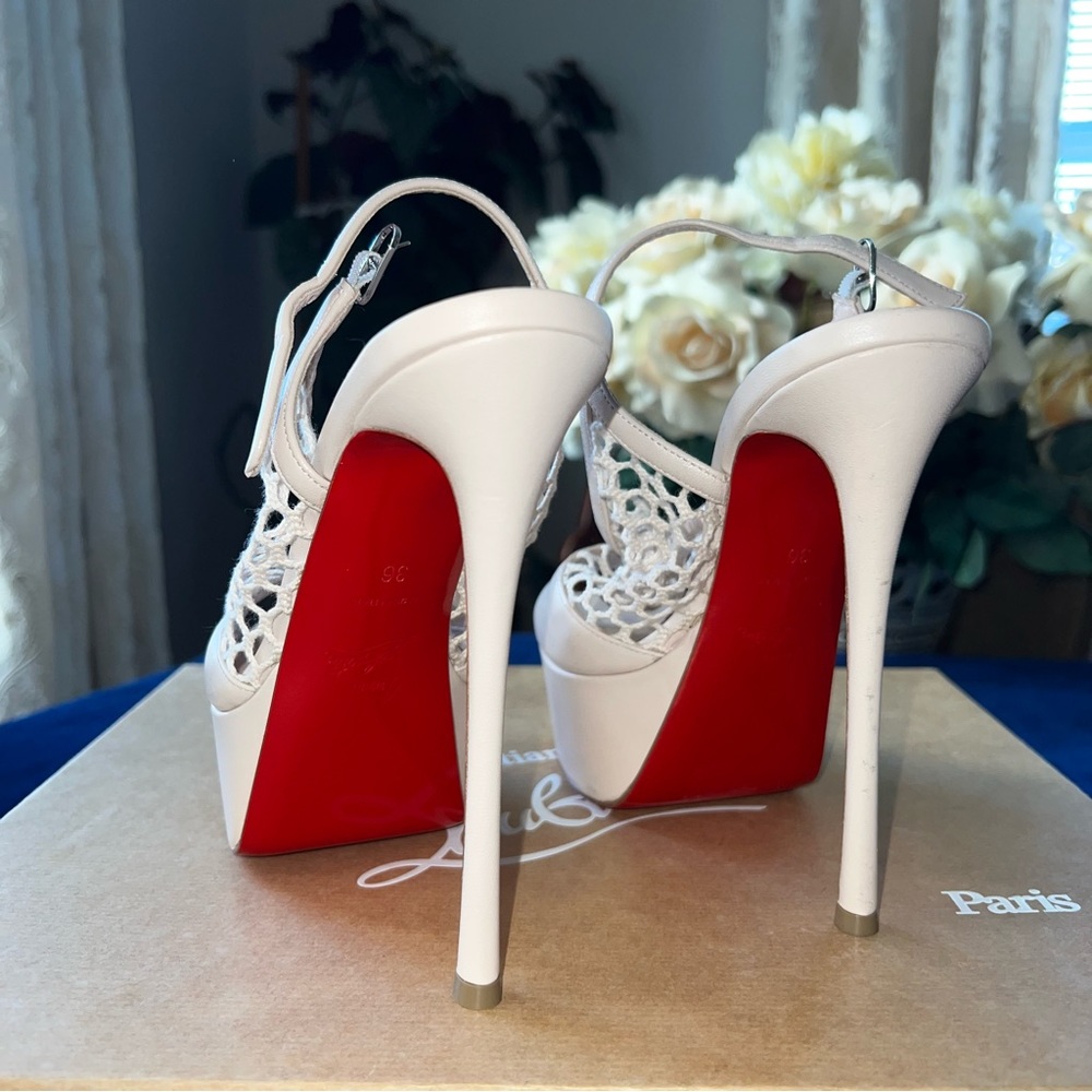 Christian Louboutin PLOUGESTA ALTA 150 Fishnet Heels Pumps Shoes Sandals